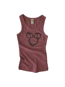Mouse Floral Ribbed Tank